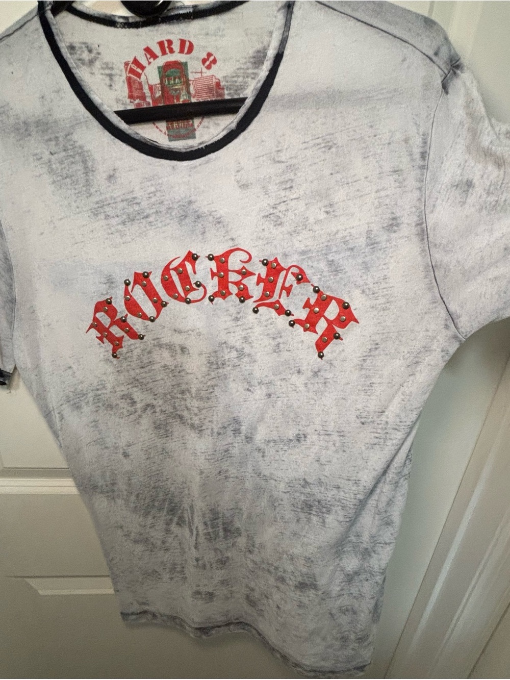 Christian Audigier Graphic Tee in White with Grey Wash